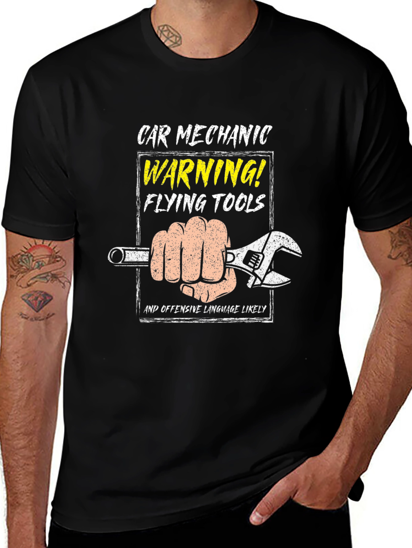 Car Mechanic Flying Tools Graphic T-Shirt