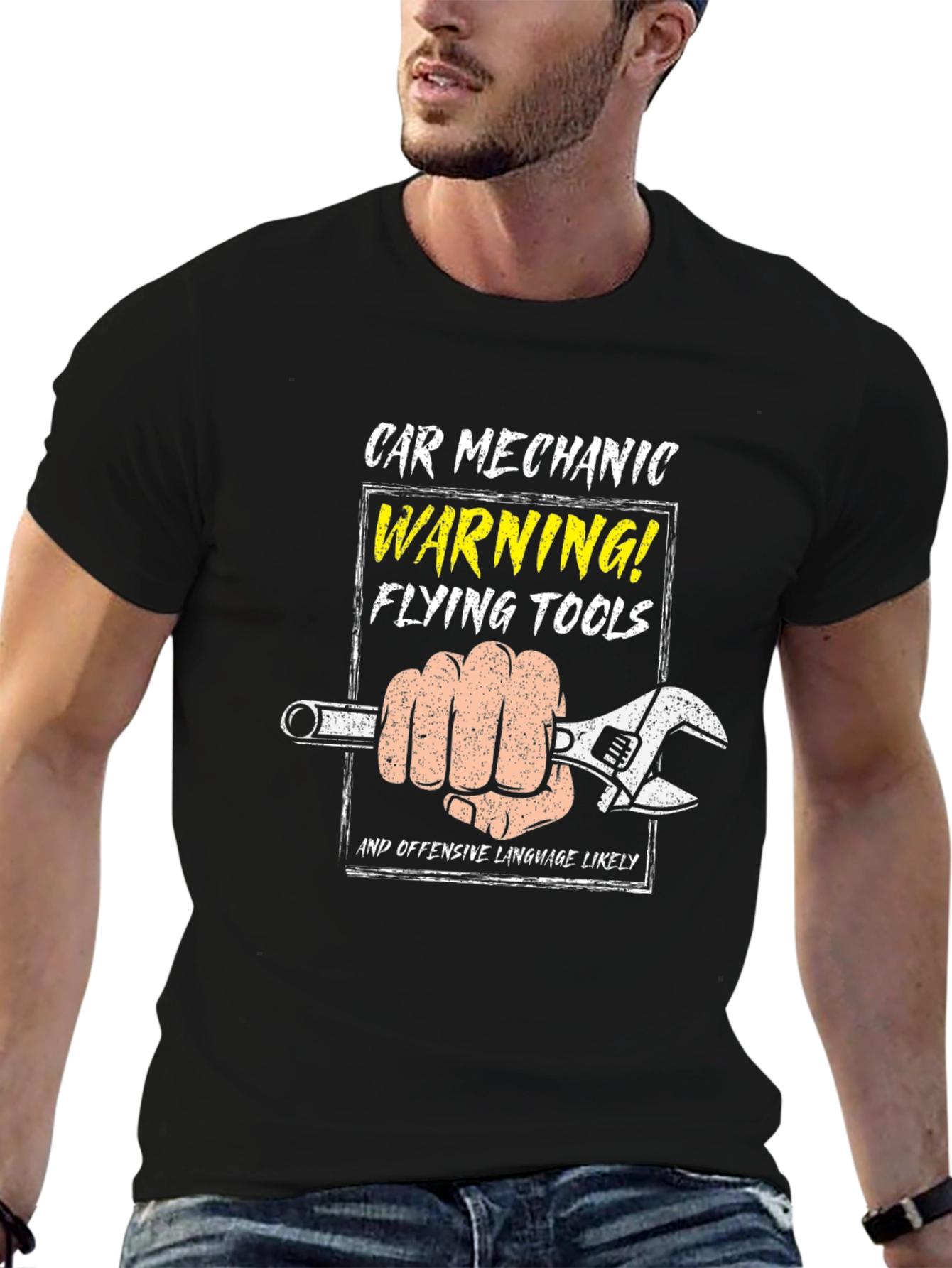 Car Mechanic Flying Tools Graphic T-Shirt