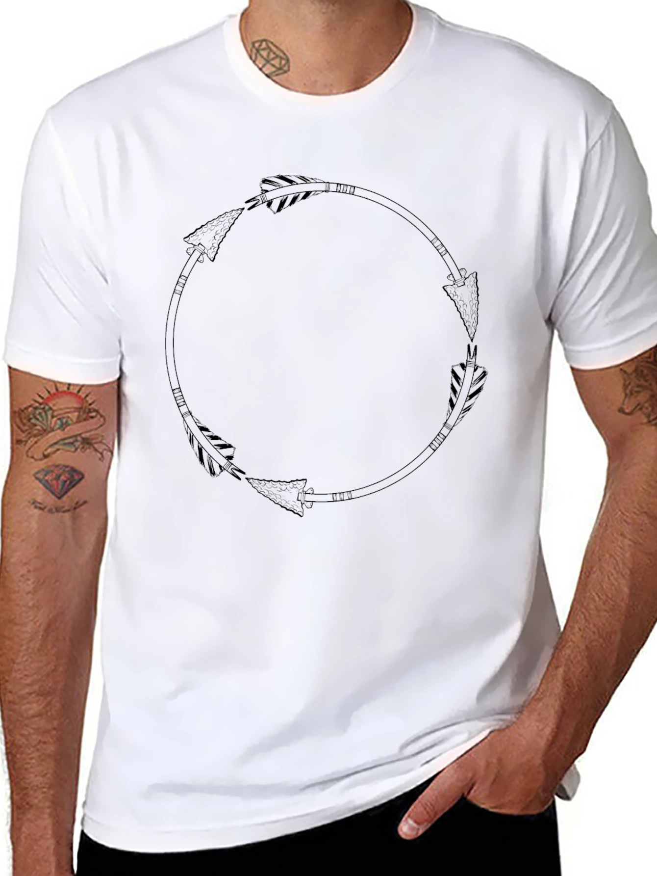 Black Arrow Circle Graphic Tee - Stylish Casual Wear