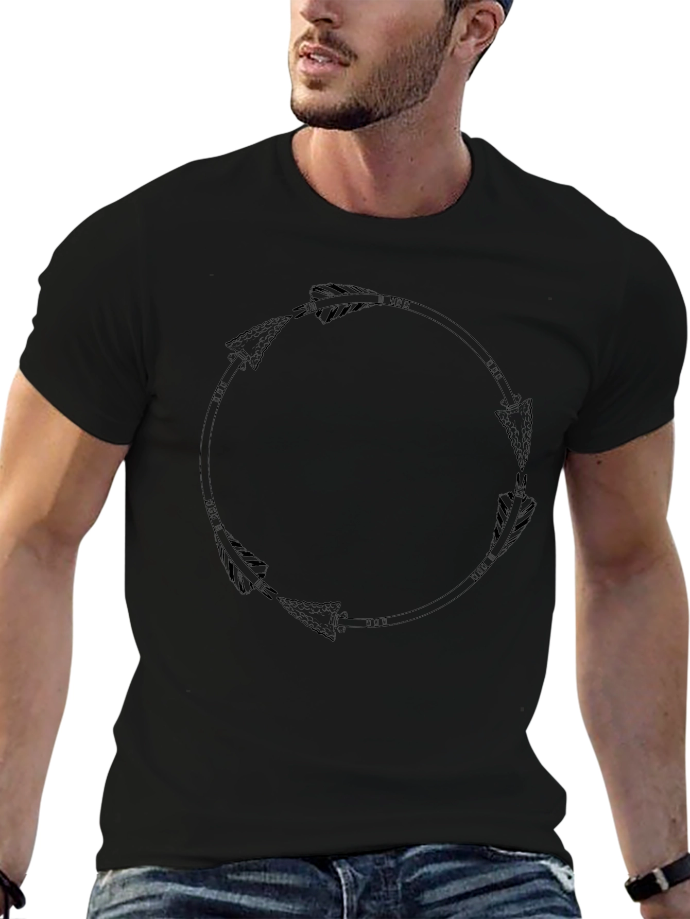 Black Arrow Circle Graphic Tee - Stylish Casual Wear