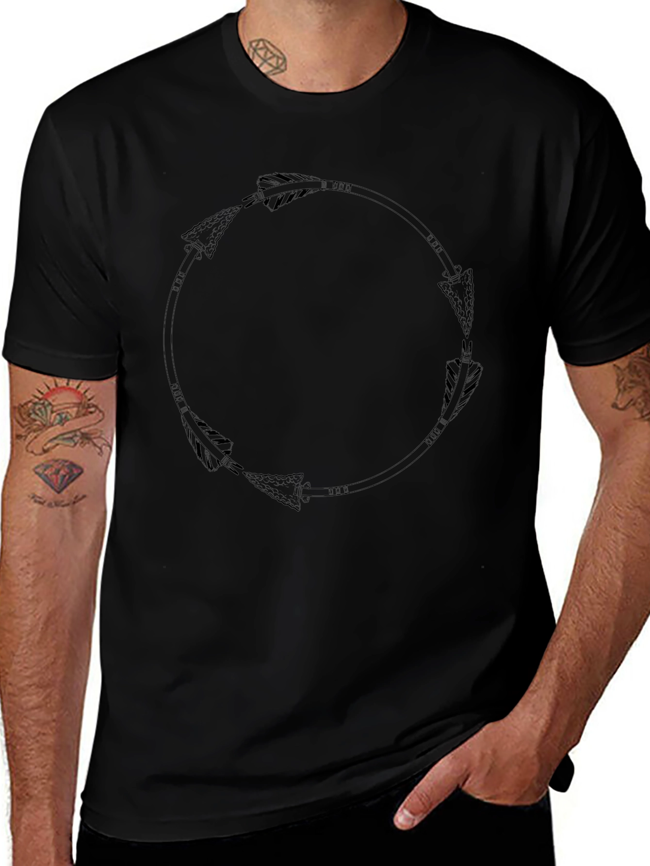 Black Arrow Circle Graphic Tee - Stylish Casual Wear