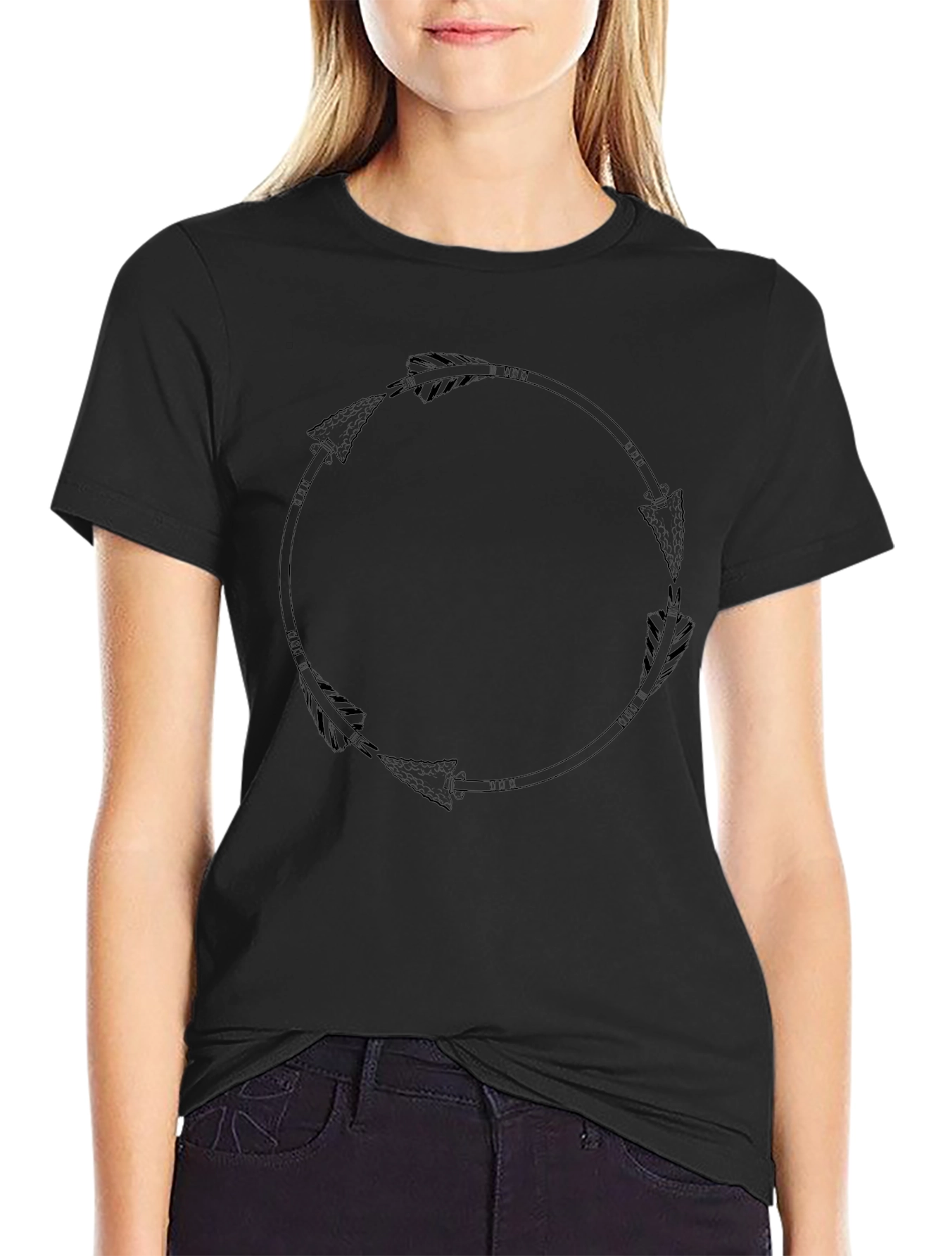 Black Arrow Circle Graphic Tee - Stylish Casual Wear