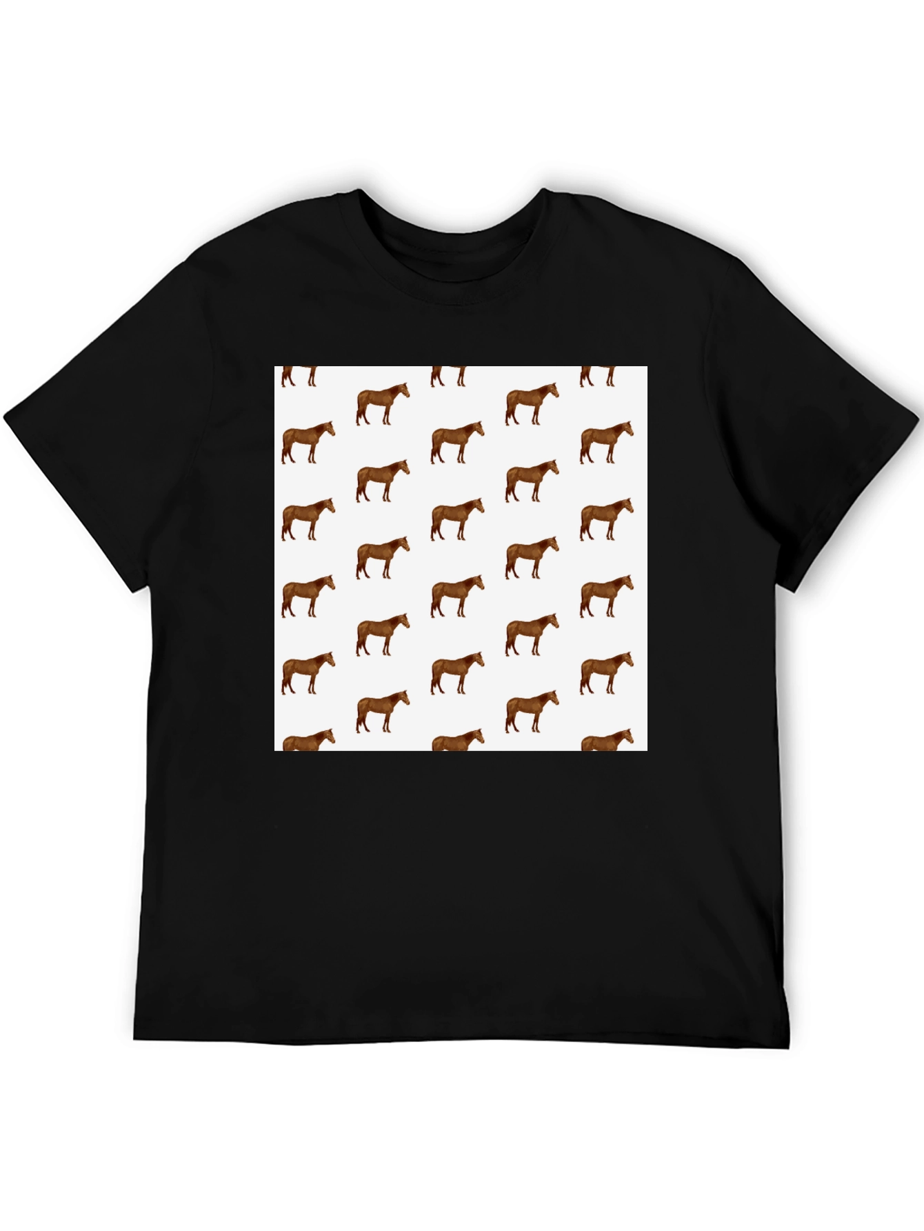 Horse Print Black T-Shirt: Stylish Animal Pattern Tee