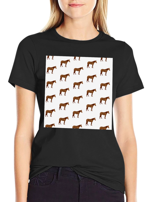 Horse Print Black T-Shirt: Stylish Animal Pattern Tee