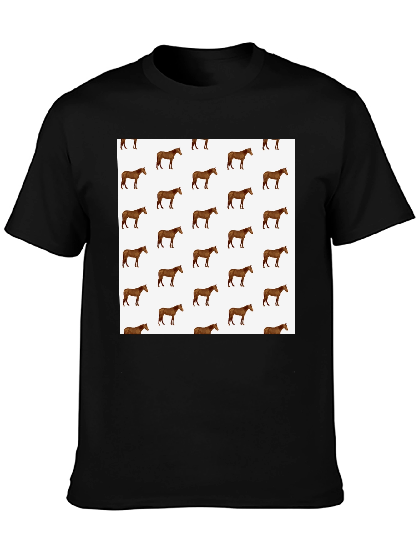 Horse Print Black T-Shirt: Stylish Animal Pattern Tee