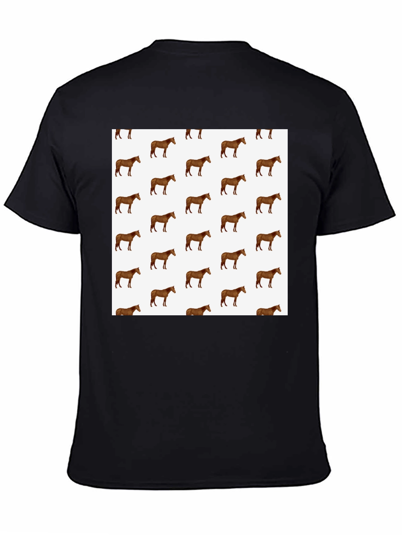Horse Print Black T-Shirt: Stylish Animal Pattern Tee