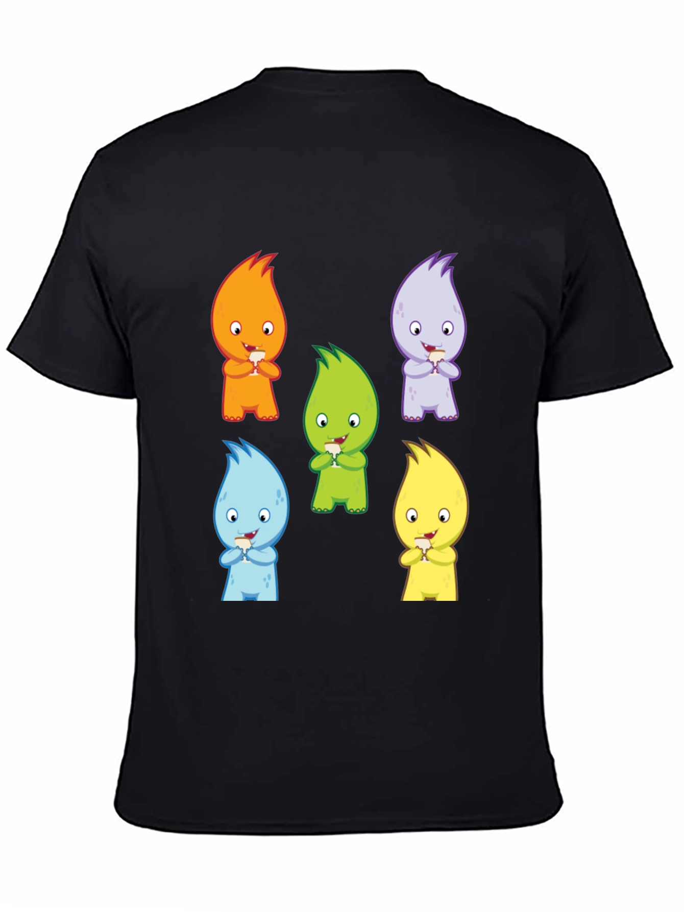 Cute Monster Graphic Print Black T-Shirt