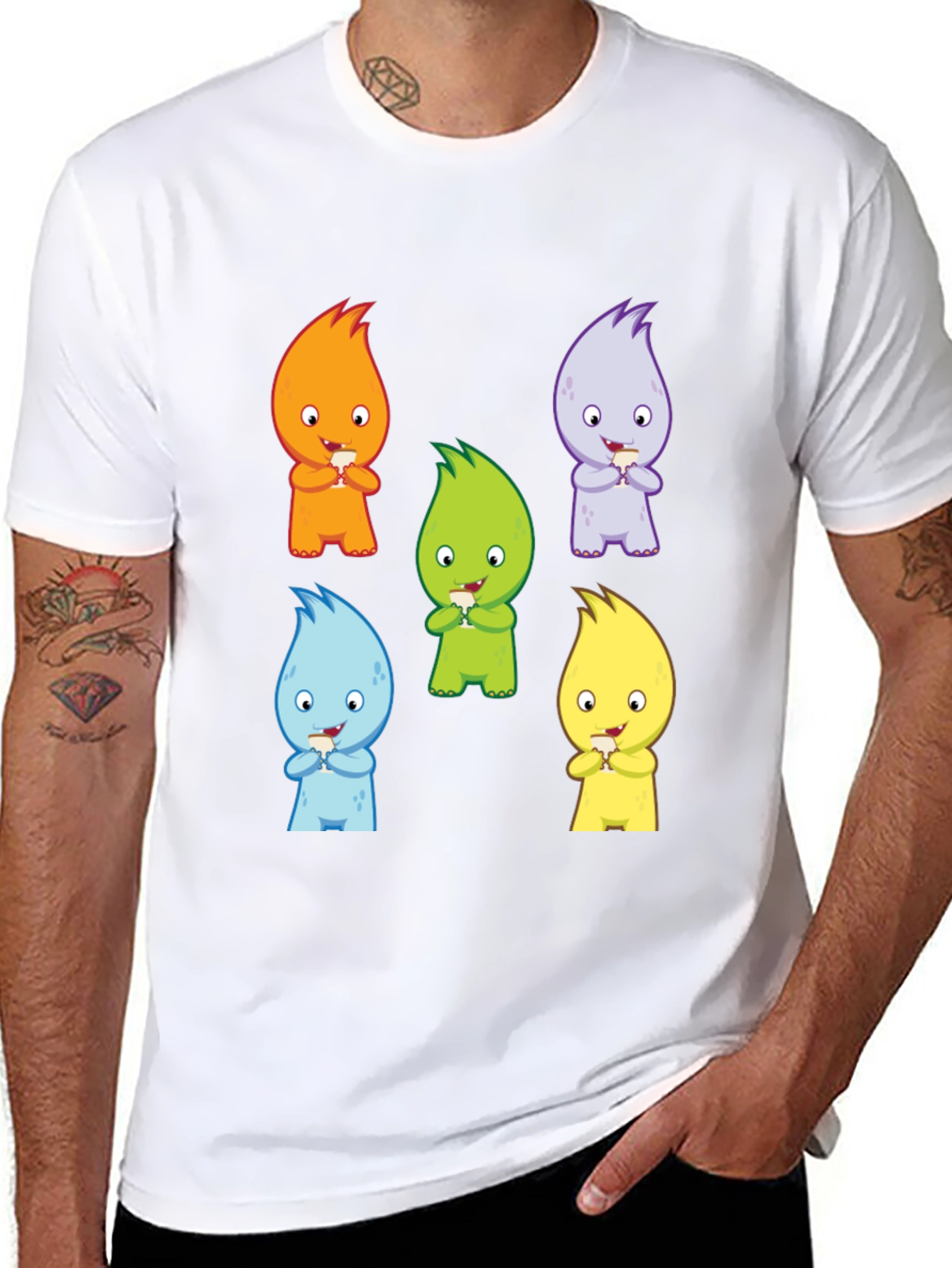 Cute Monster Graphic Print Black T-Shirt