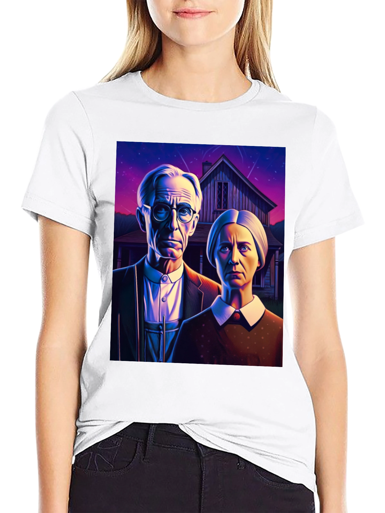 American Gothic Parody T-Shirt - Unique Art Tee