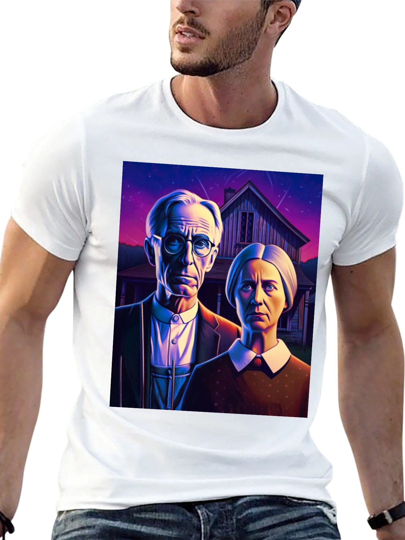 American Gothic Parody T-Shirt - Unique Art Tee