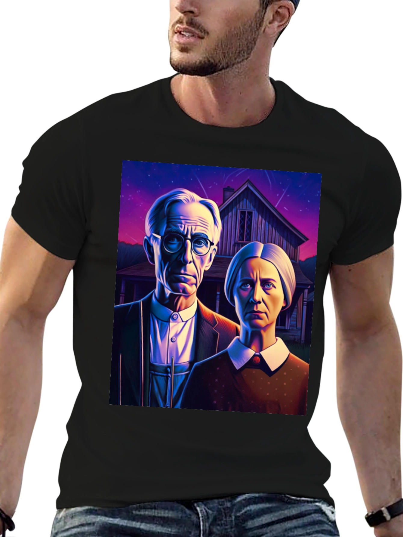 American Gothic Parody T-Shirt - Unique Art Tee