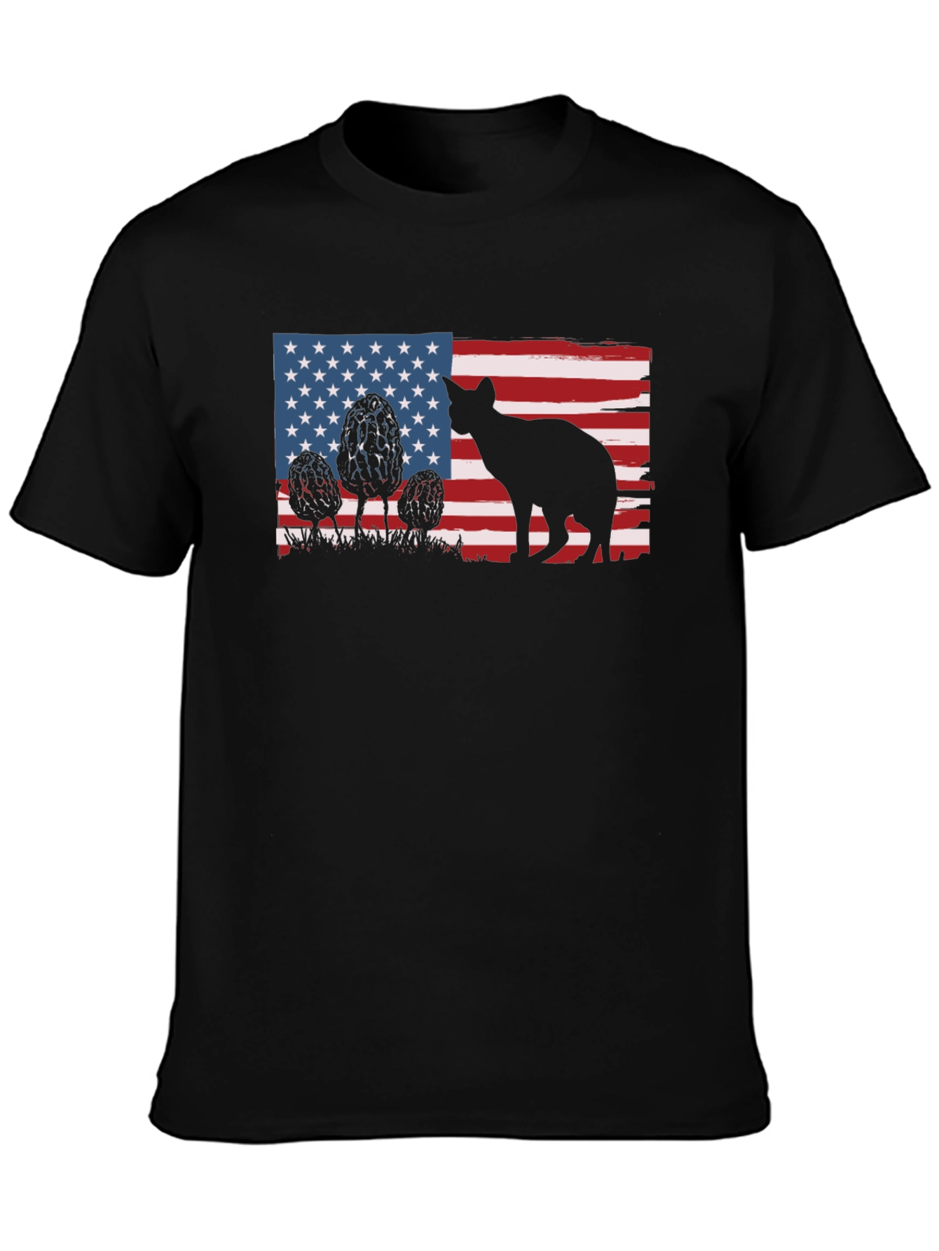 American Flag Cat Silhouette T-Shirt