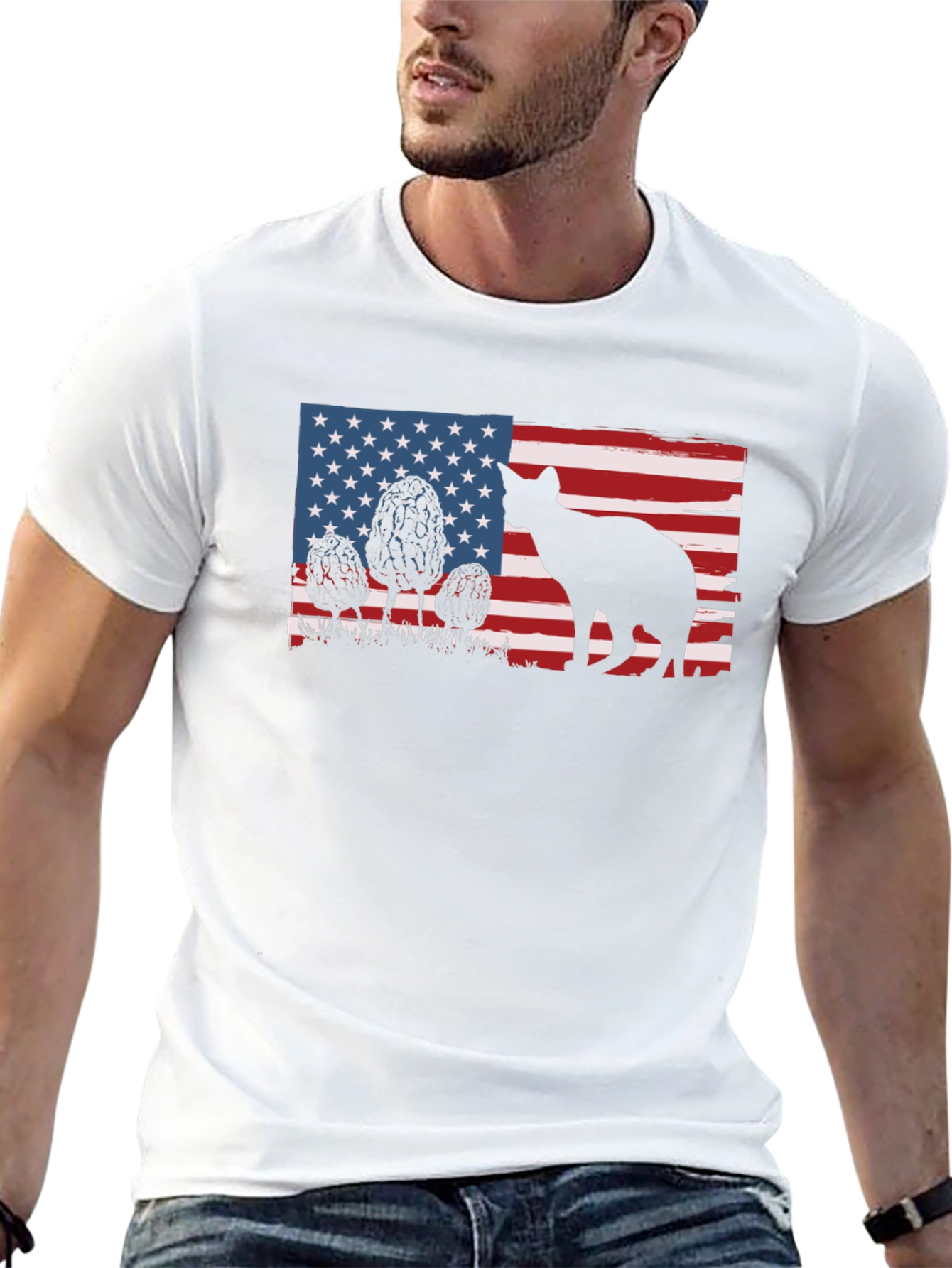American Flag Cat Silhouette T-Shirt