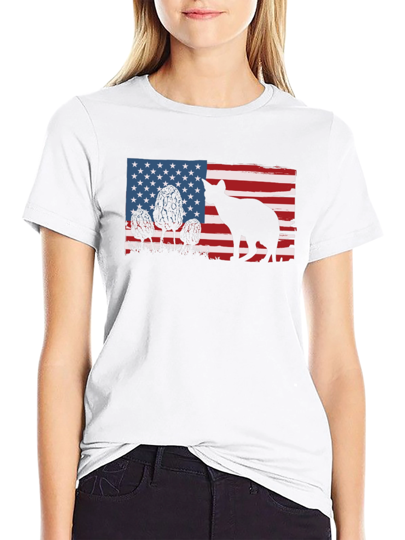 American Flag Cat Silhouette T-Shirt
