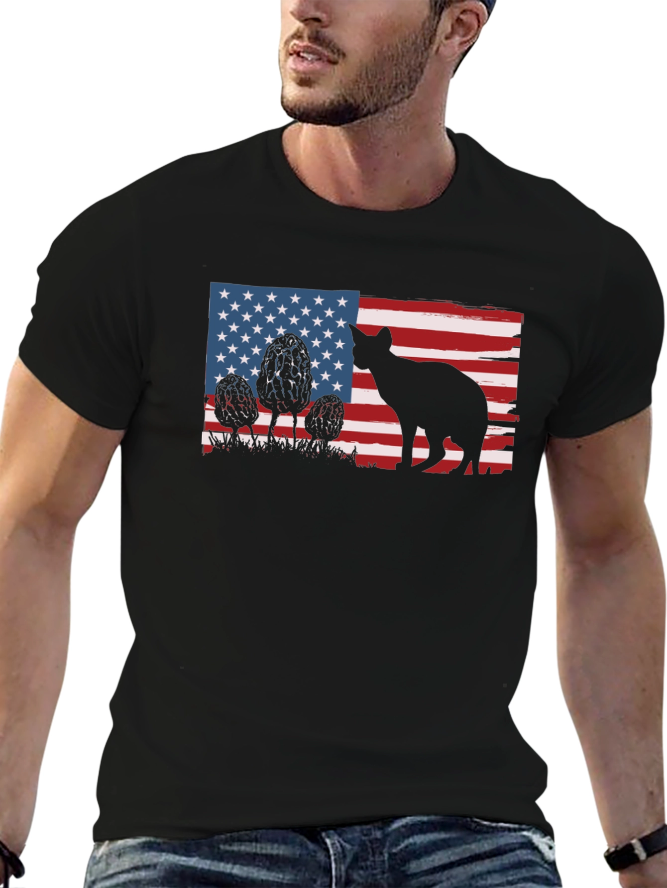 American Flag Cat Silhouette T-Shirt