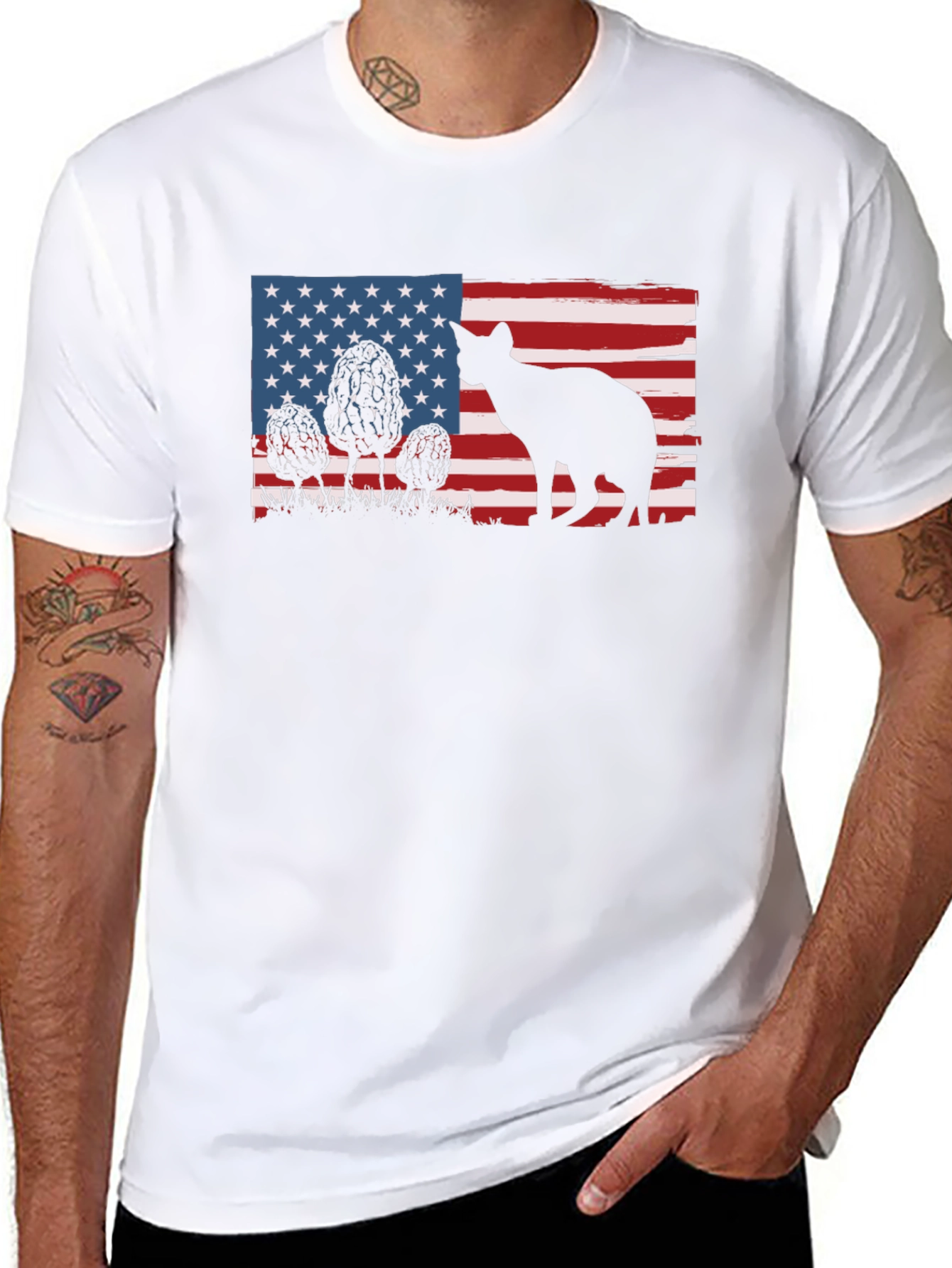 American Flag Cat Silhouette T-Shirt