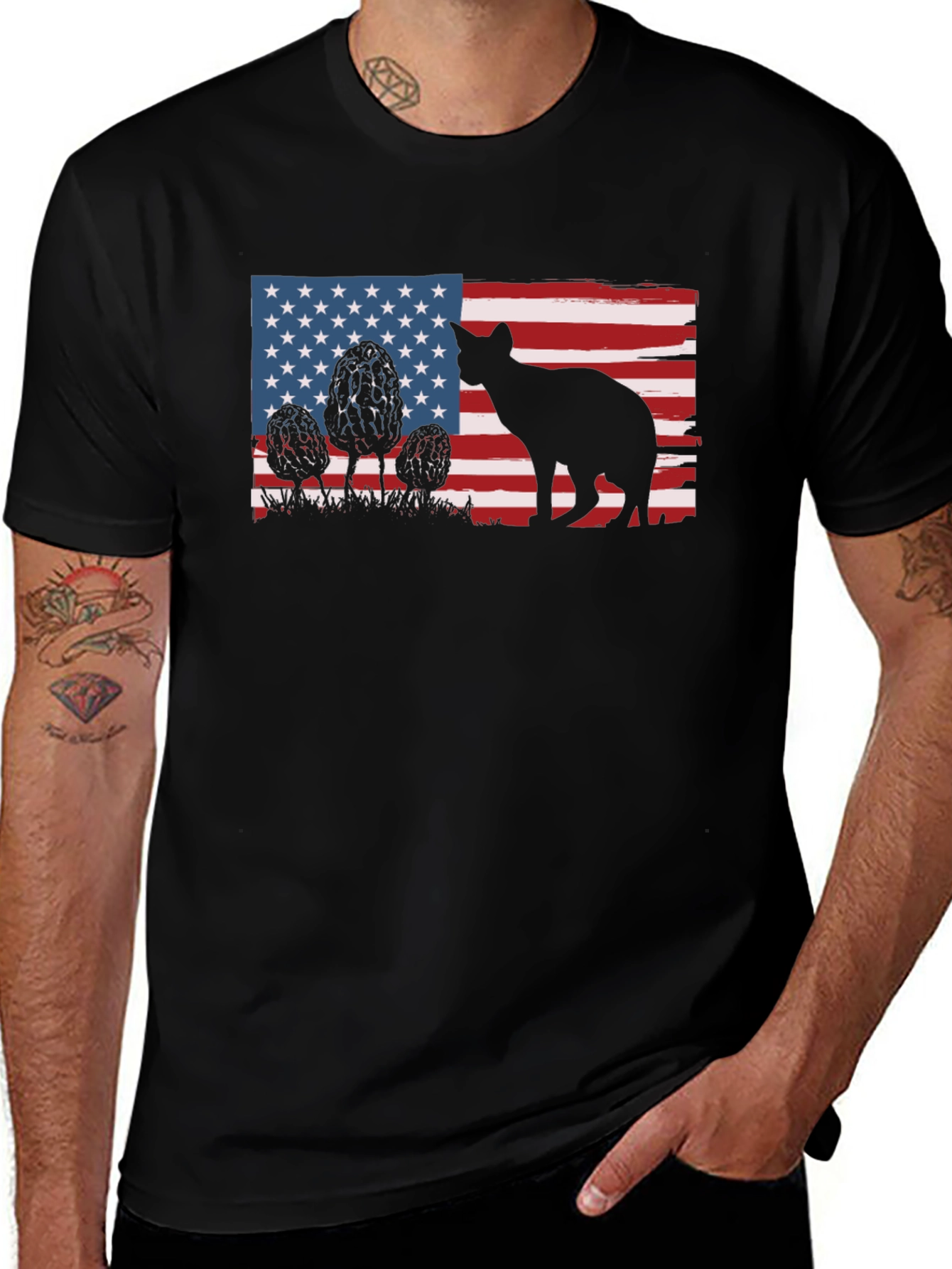 American Flag Cat Silhouette T-Shirt