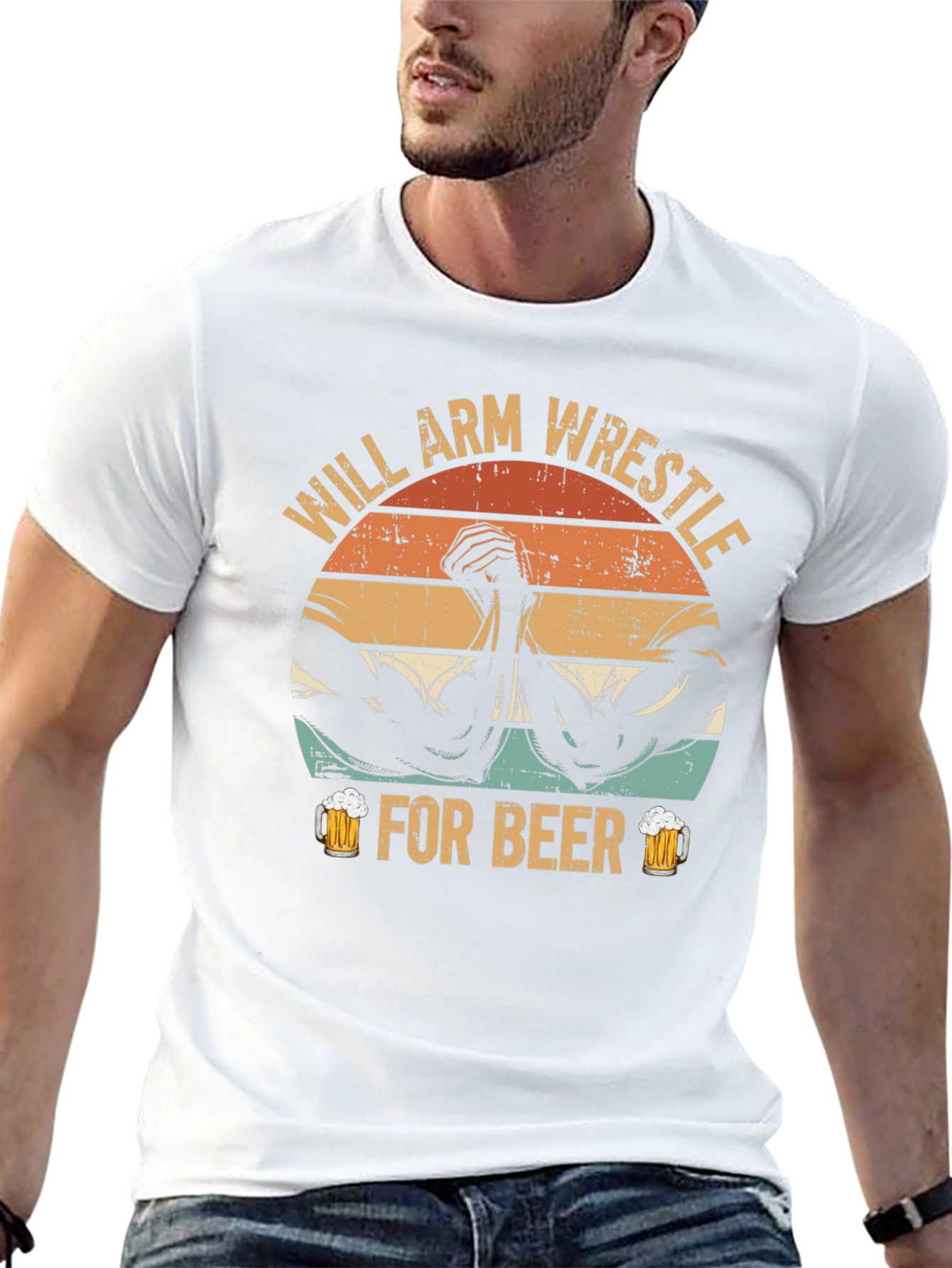 Will Arm Wrestle For Beer Graphic T-Shirt