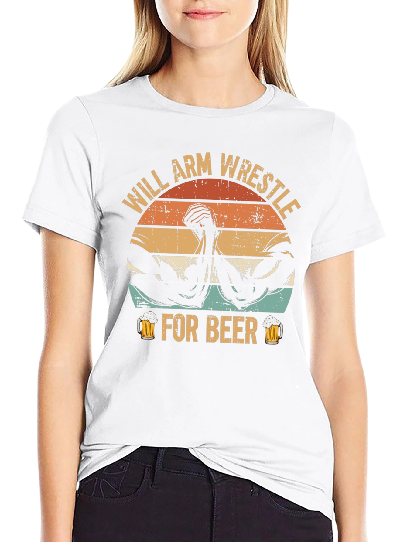 Will Arm Wrestle For Beer Graphic T-Shirt