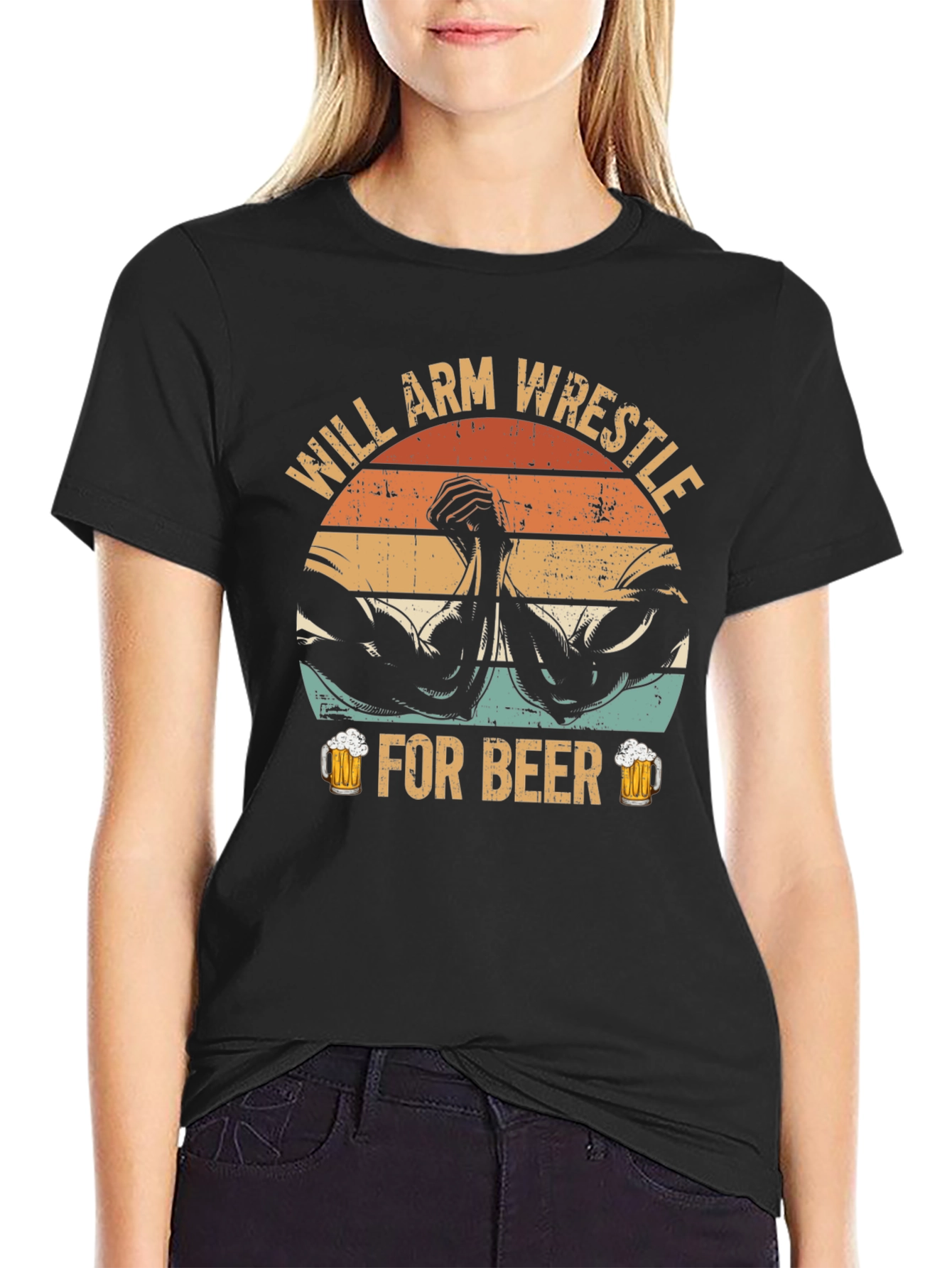Will Arm Wrestle For Beer Graphic T-Shirt