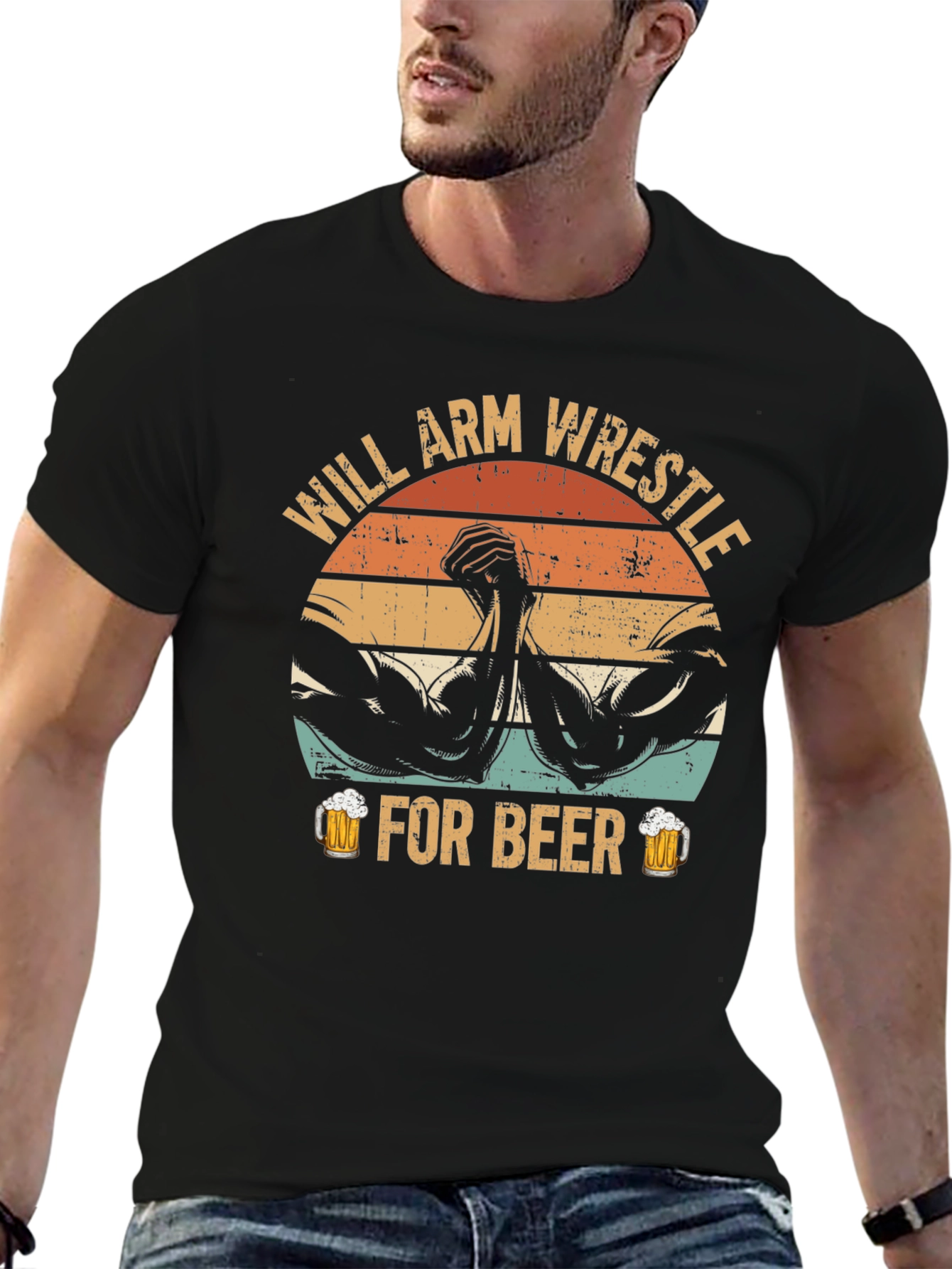 Will Arm Wrestle For Beer Graphic T-Shirt