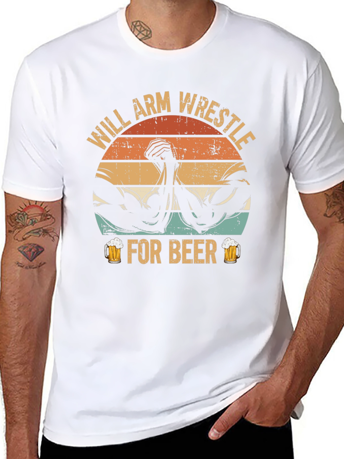 Will Arm Wrestle For Beer Graphic T-Shirt