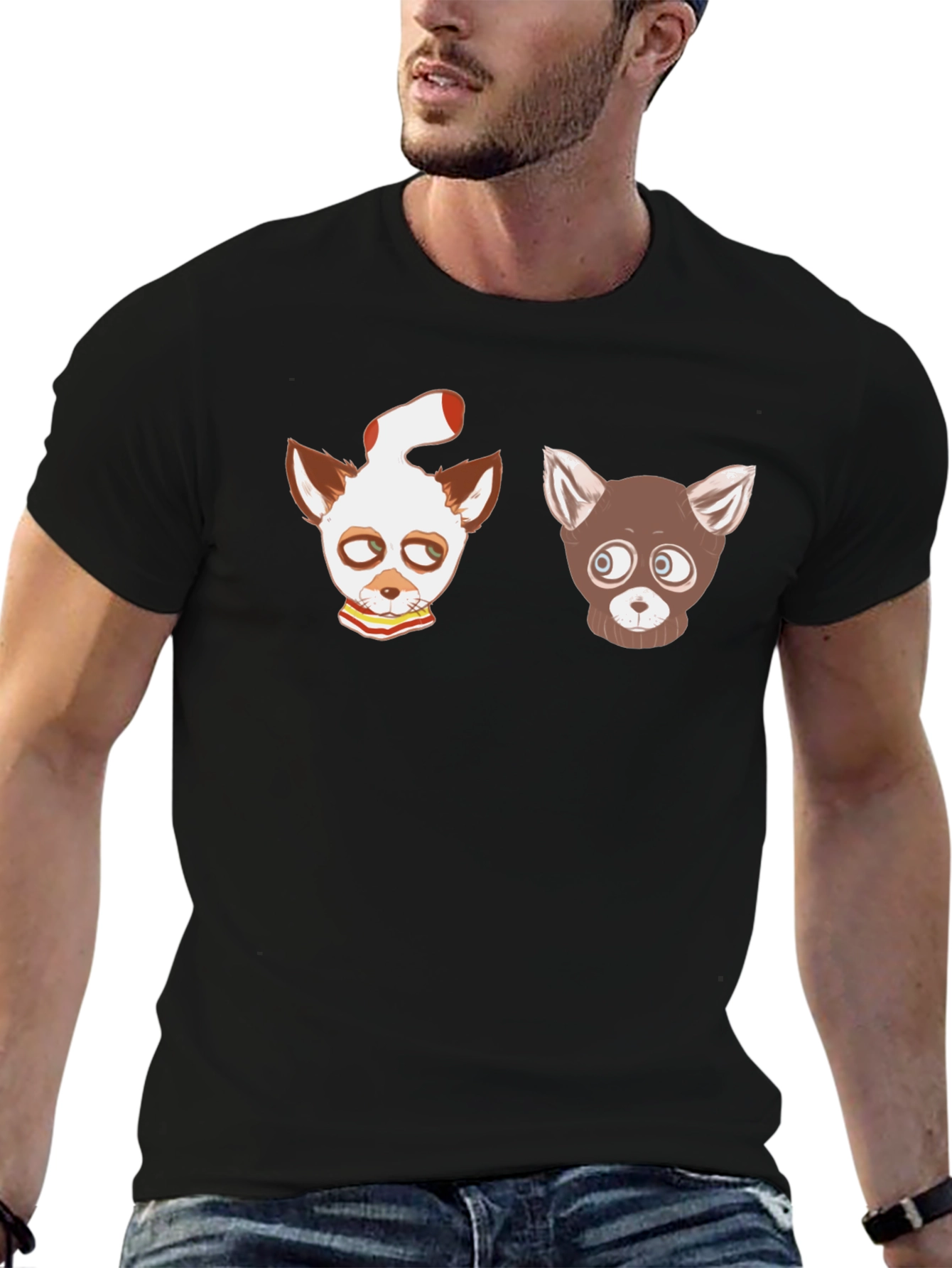 Cartoon Animal Graphic Black T-Shirt