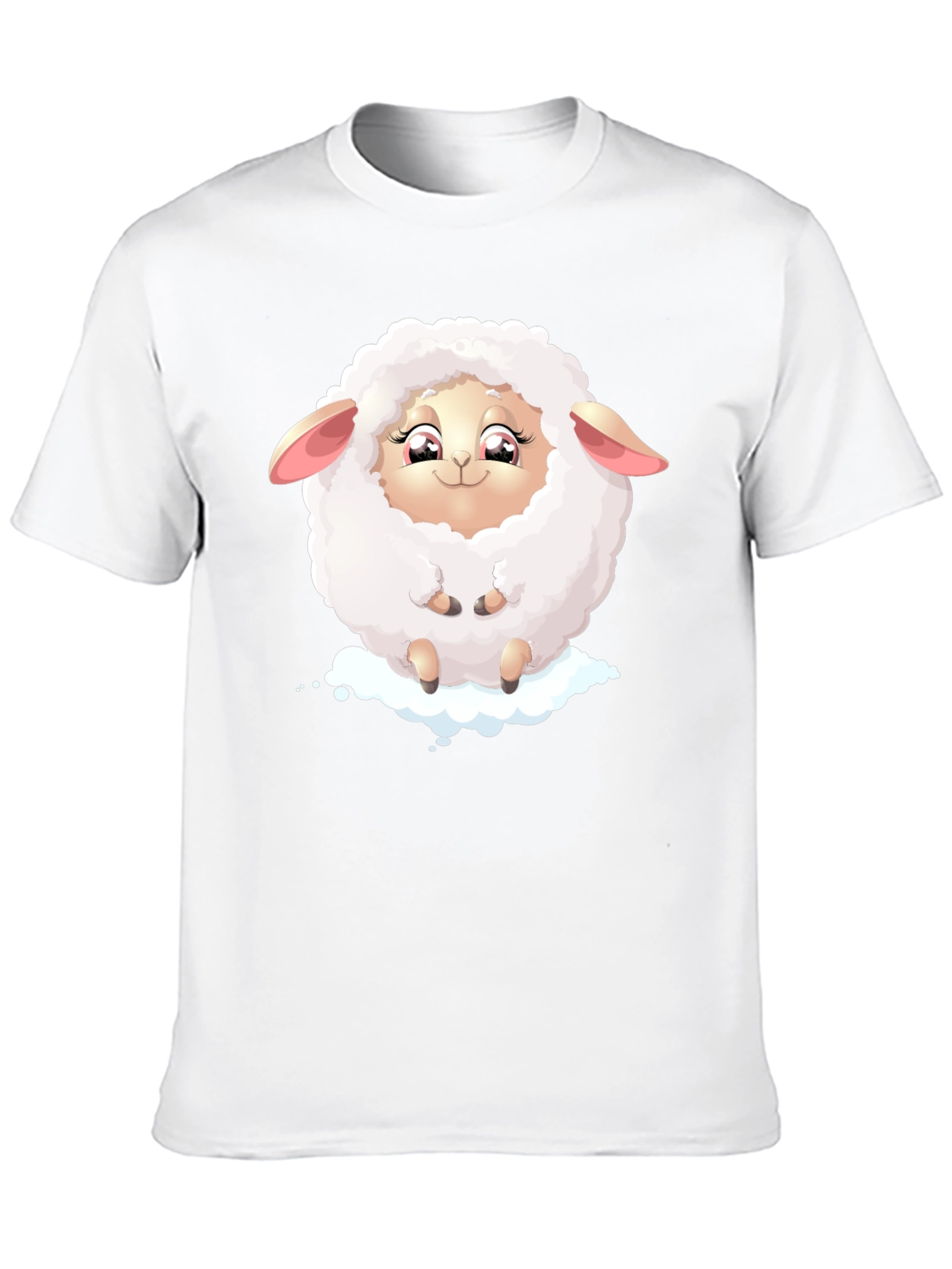Cute Sheep Graphic Tee - Black Cotton Blend