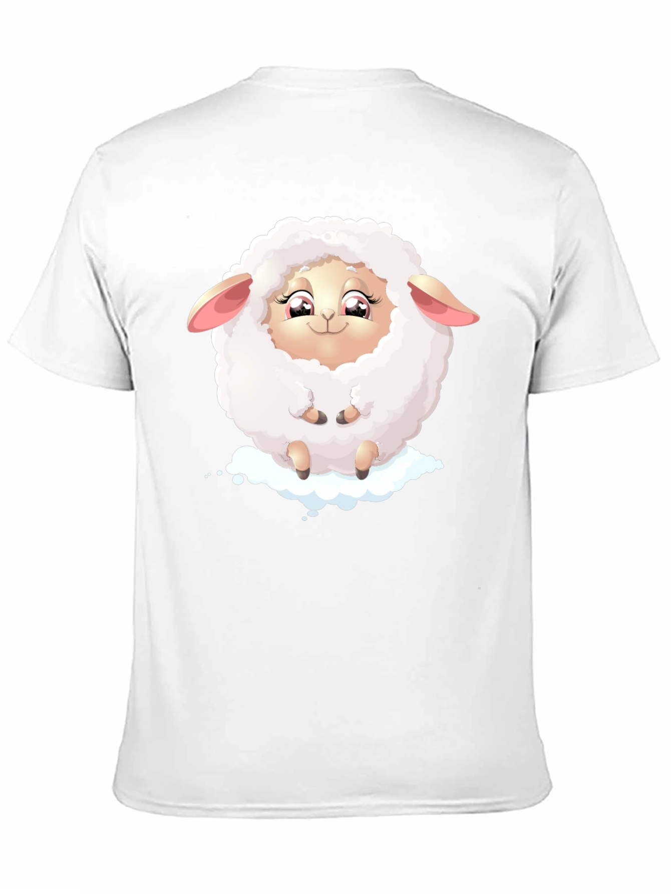 Cute Sheep Graphic Tee - Black Cotton Blend