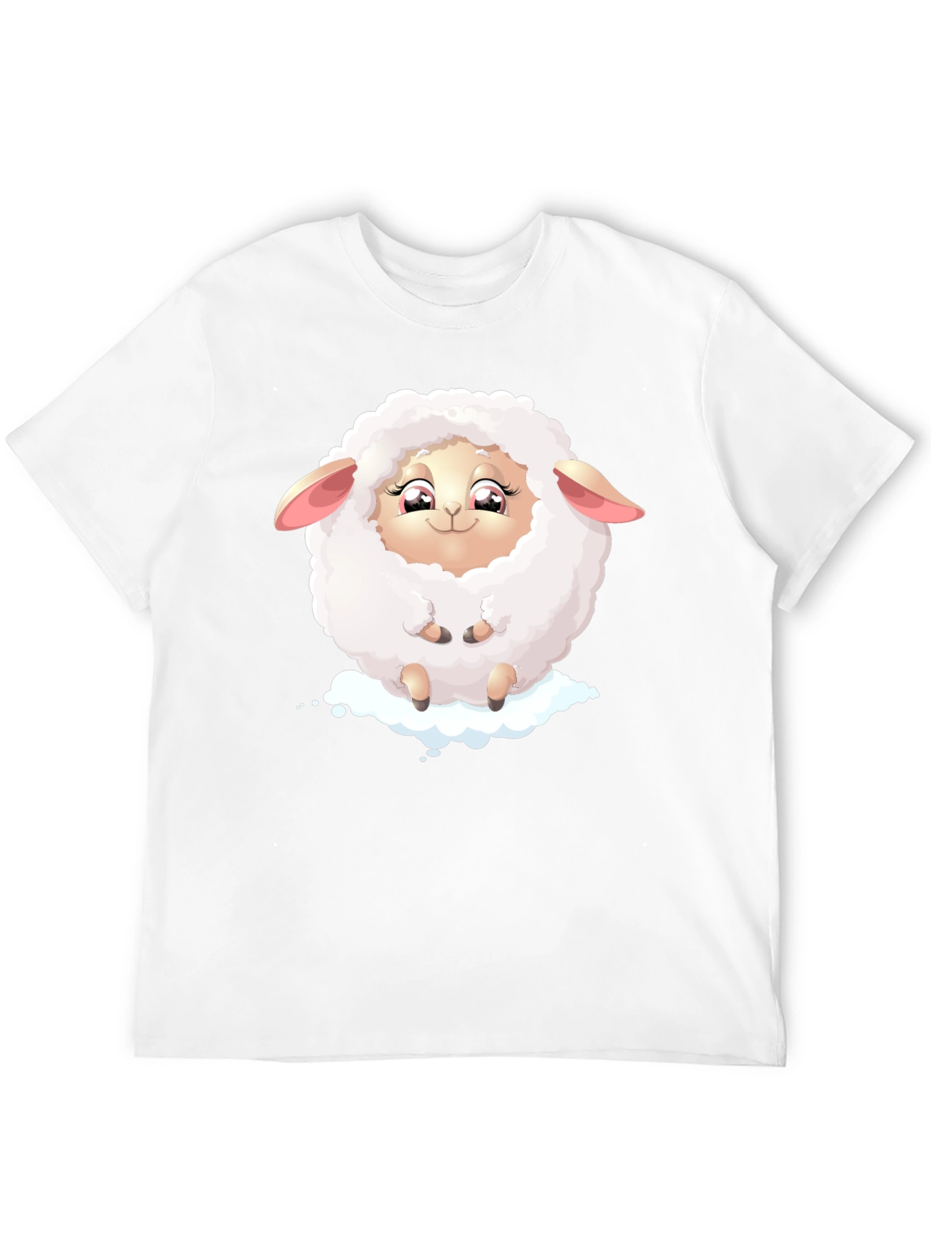 Cute Sheep Graphic Tee - Black Cotton Blend