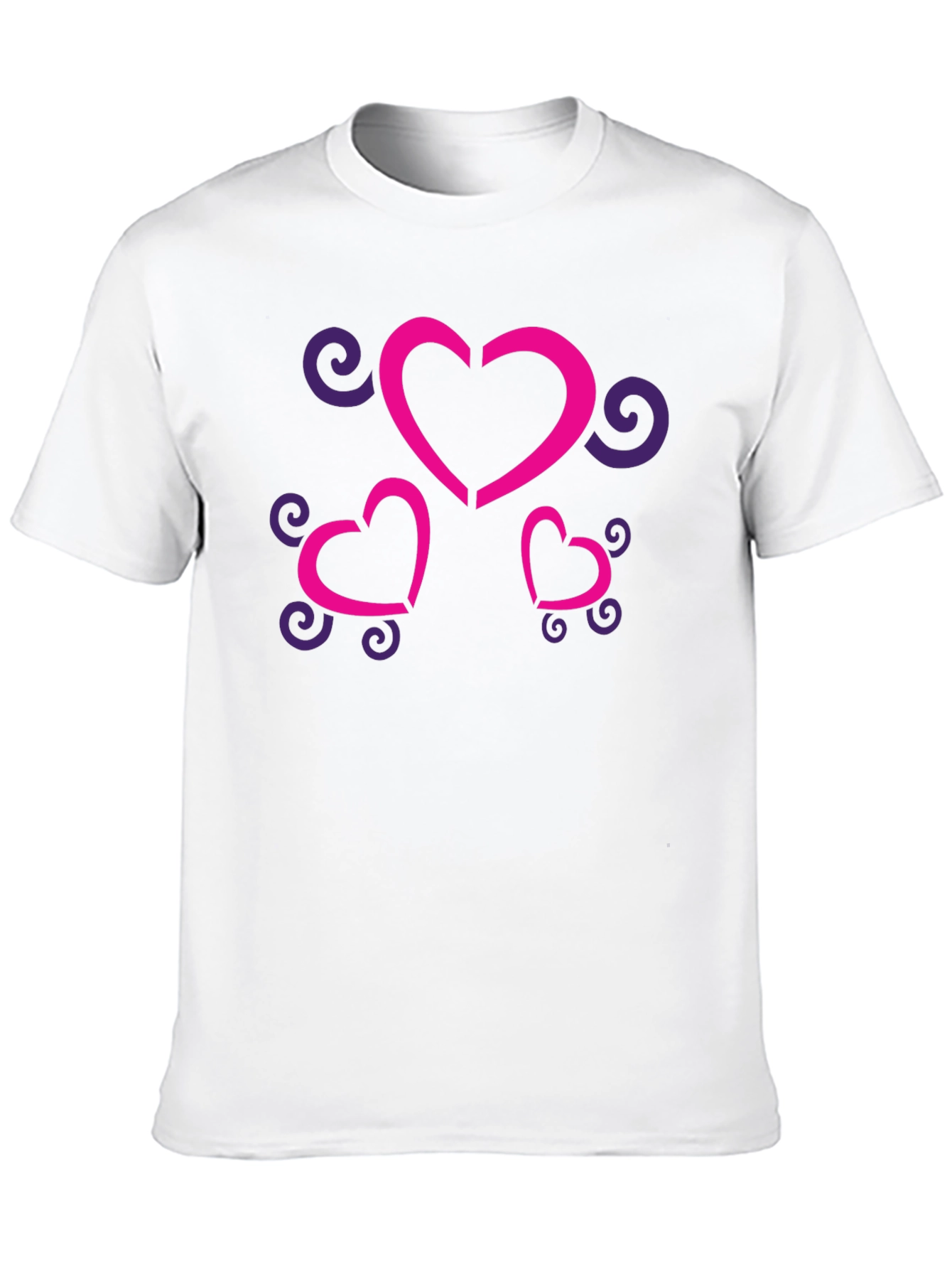 Stylish Black T-Shirt with Heart and Swirl Design