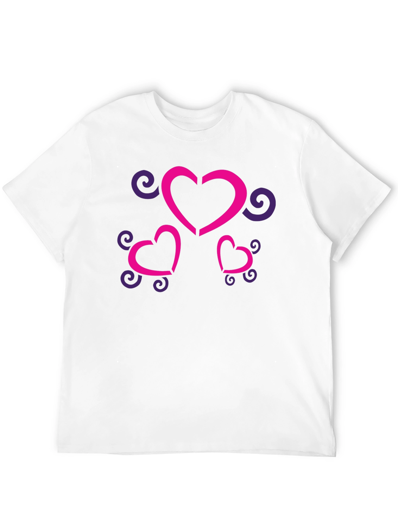 Stylish Black T-Shirt with Heart and Swirl Design