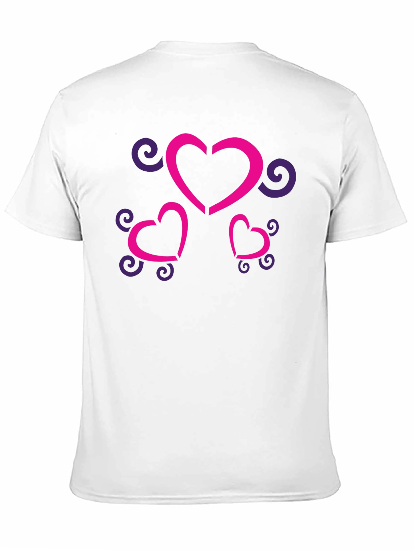 Stylish Black T-Shirt with Heart and Swirl Design