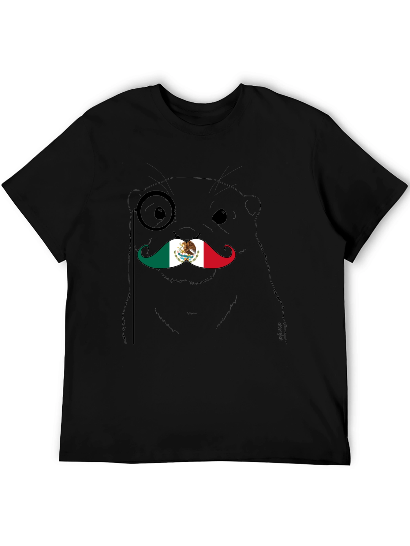 Otter Monocle Mustache Mexico Flag Graphic Tee