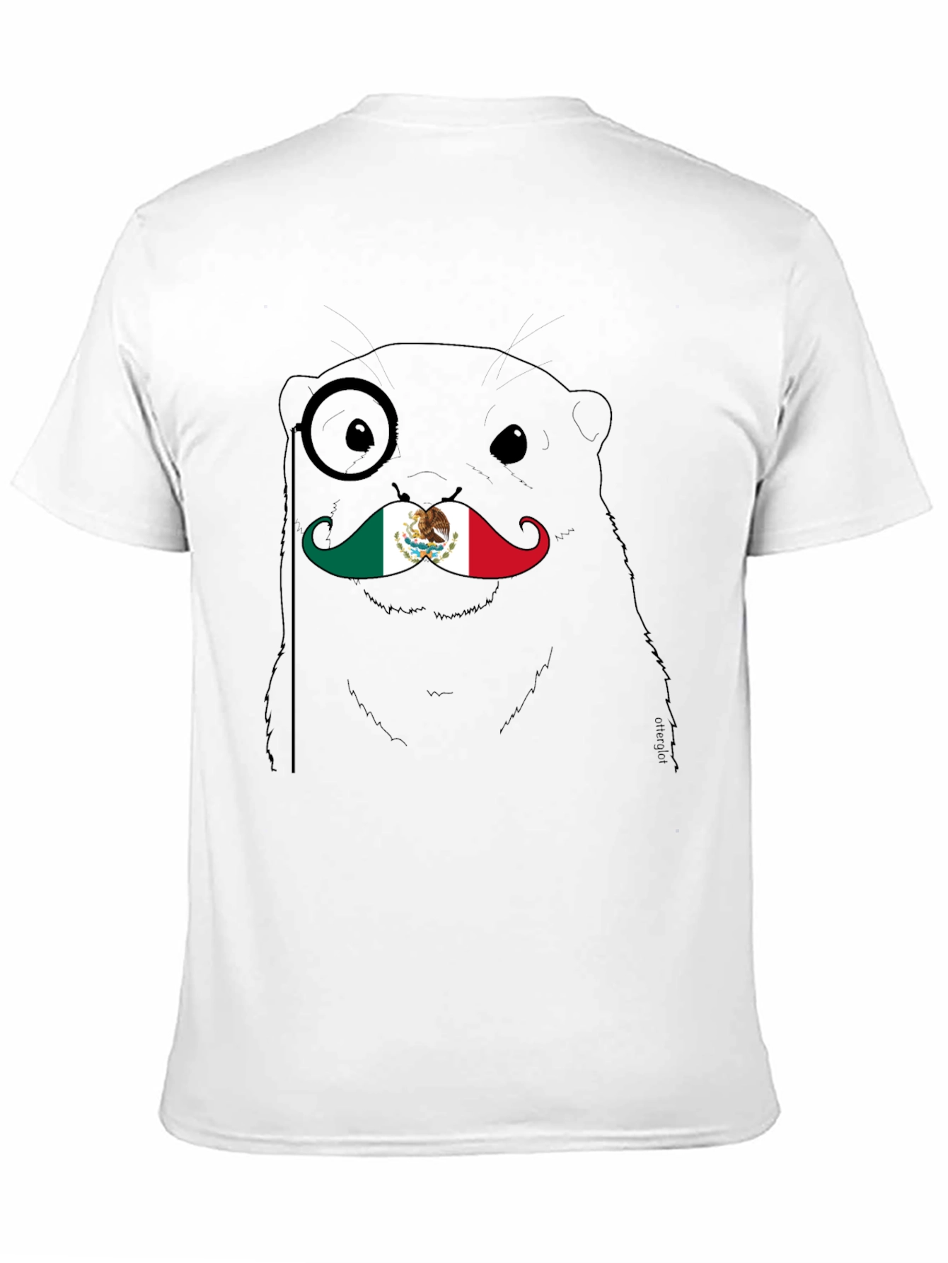 Otter Monocle Mustache Mexico Flag Graphic Tee