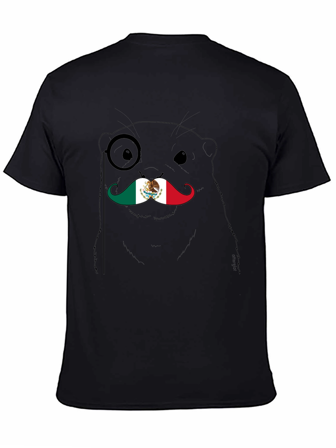 Otter Monocle Mustache Mexico Flag Graphic Tee