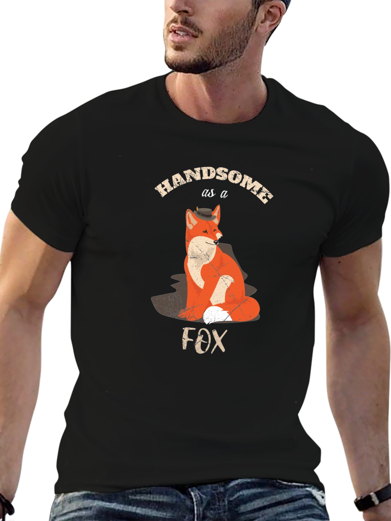 Handsome as a Fox Mens Black T-Shirt