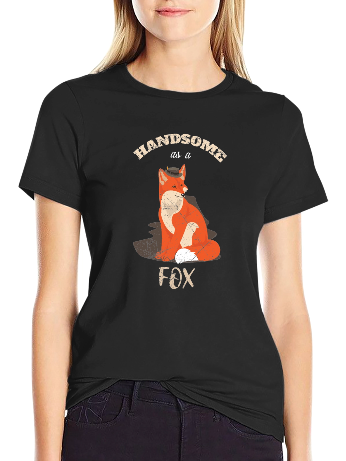 Handsome as a Fox Mens Black T-Shirt