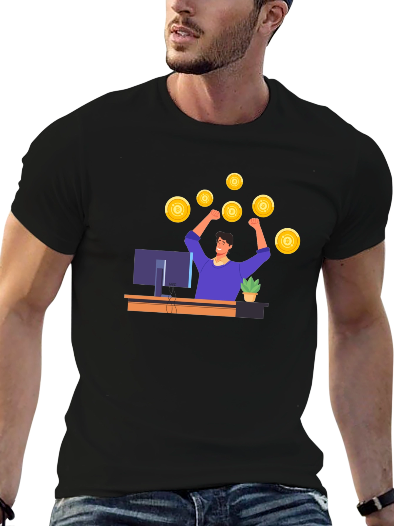 Black T-Shirt with Crypto Trader Graphic