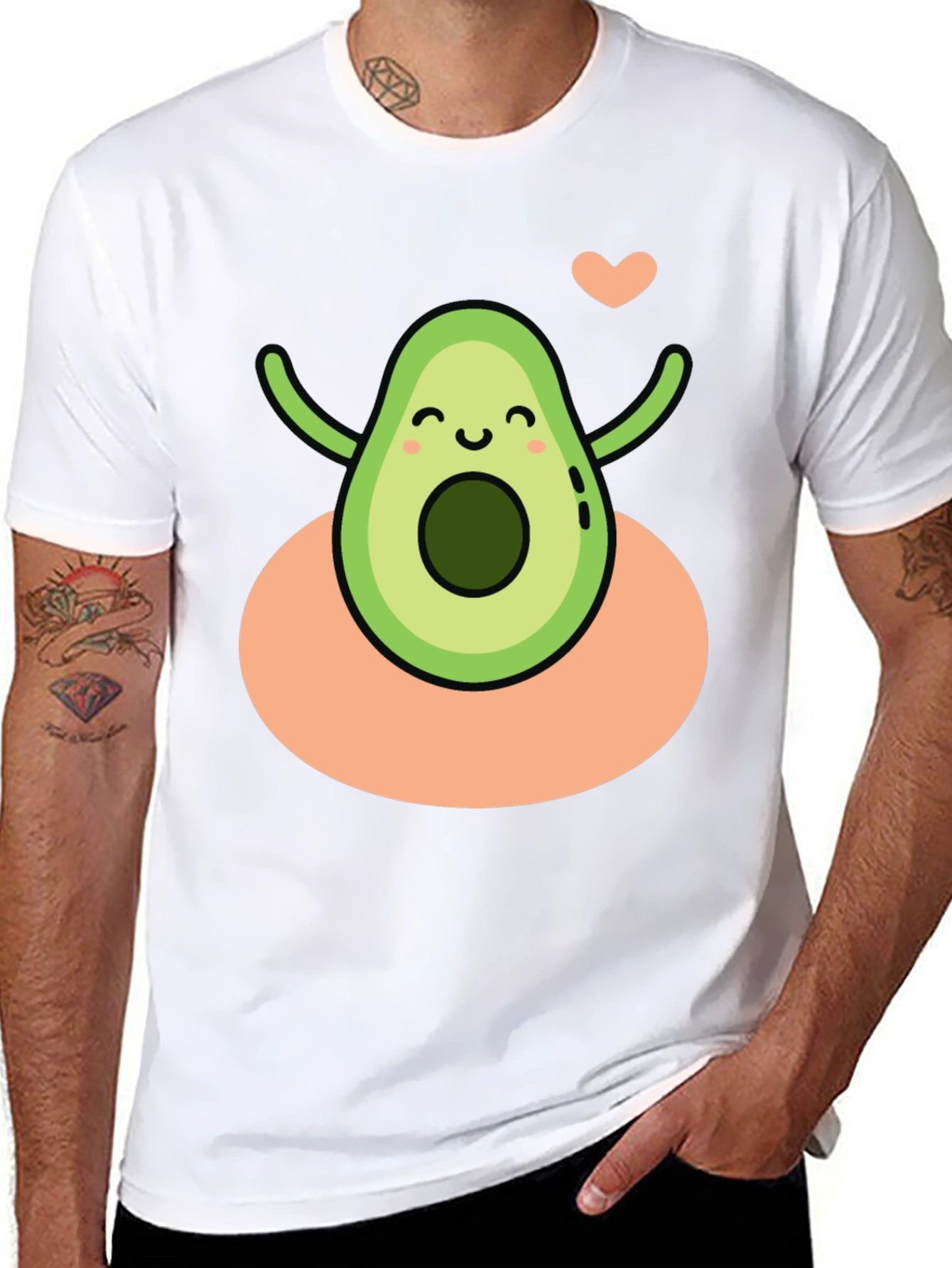 Cute Avocado Heart Black Graphic Tee
