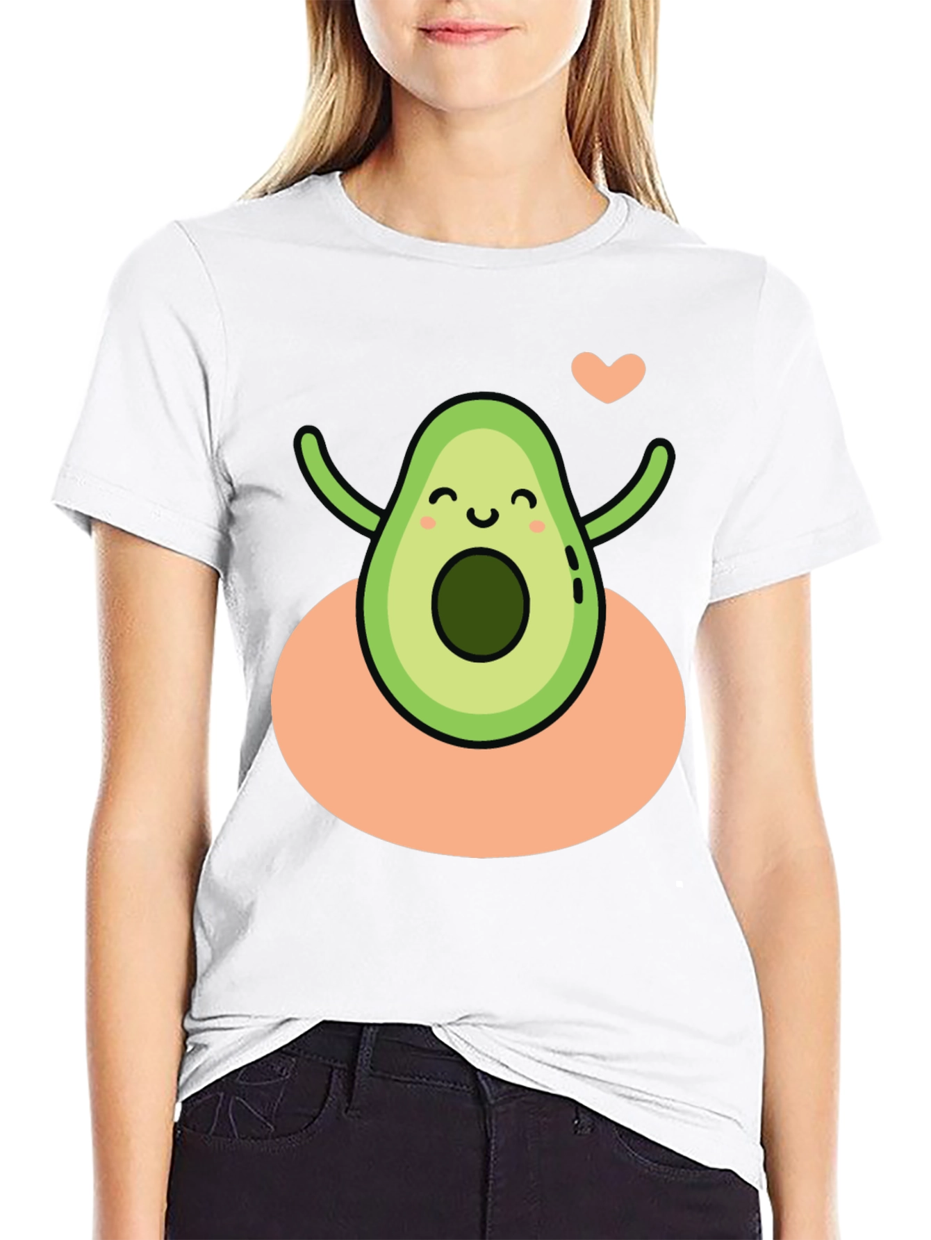Cute Avocado Heart Black Graphic Tee