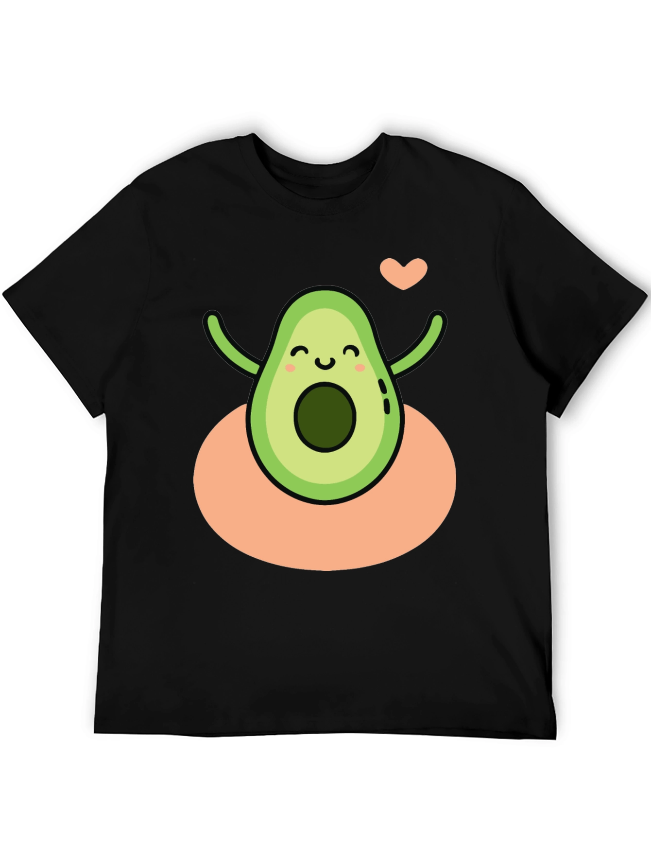 Cute Avocado Heart Black Graphic Tee