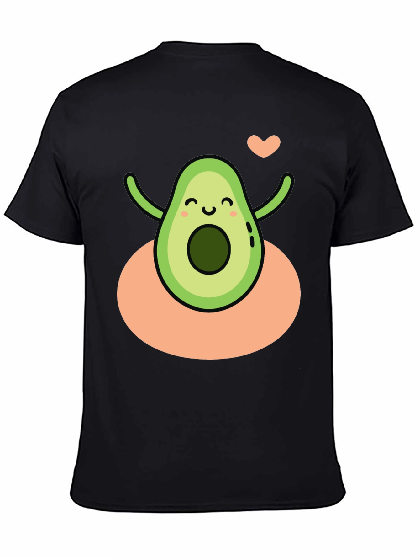 Cute Avocado Heart Black Graphic Tee