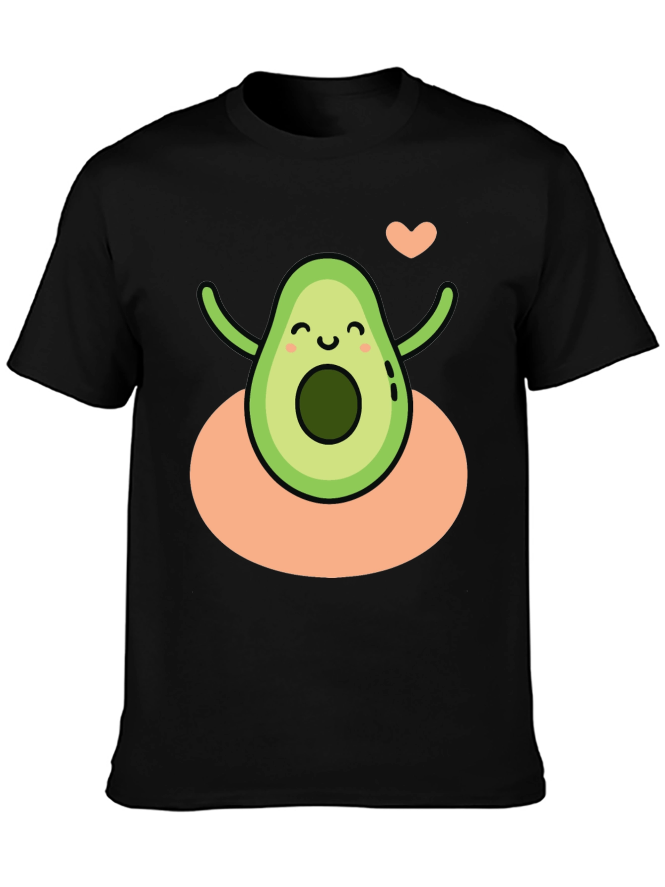 Cute Avocado Heart Black Graphic Tee