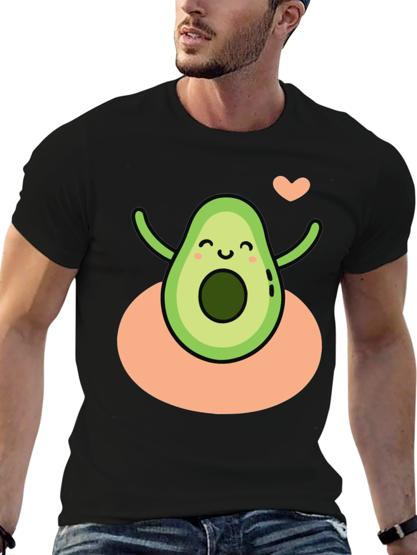 Cute Avocado Heart Black Graphic Tee