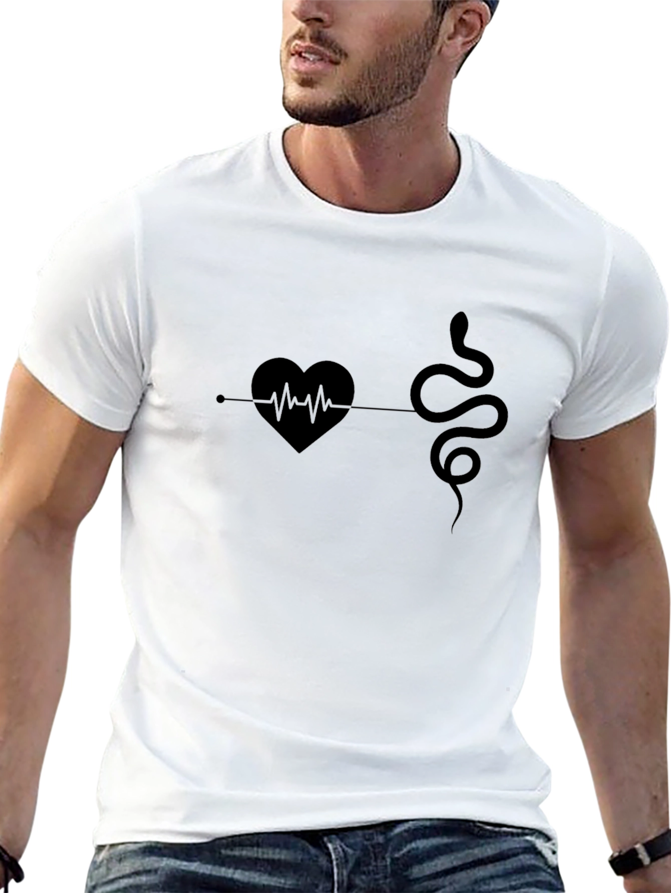 Heart & Snake Graphic Print Tee