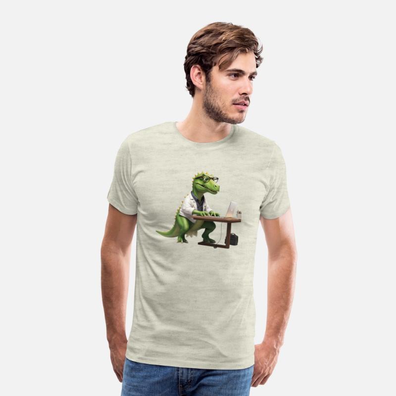Exhausted T-Rex Working on a Laptop – Funny Dinosa