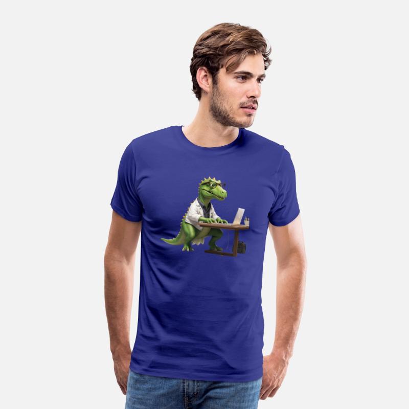 Exhausted T-Rex Working on a Laptop – Funny Dinosa