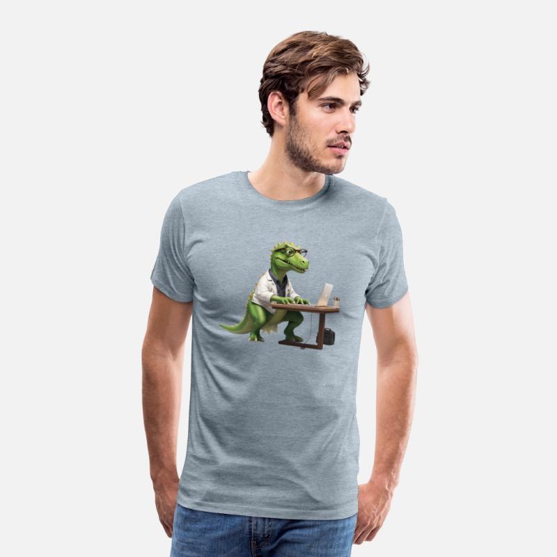 Exhausted T-Rex Working on a Laptop – Funny Dinosa