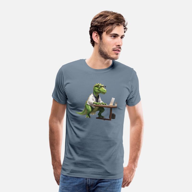 Exhausted T-Rex Working on a Laptop – Funny Dinosa